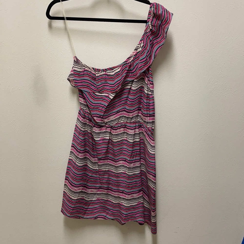 Bar III one-shoulder multi-colored dress